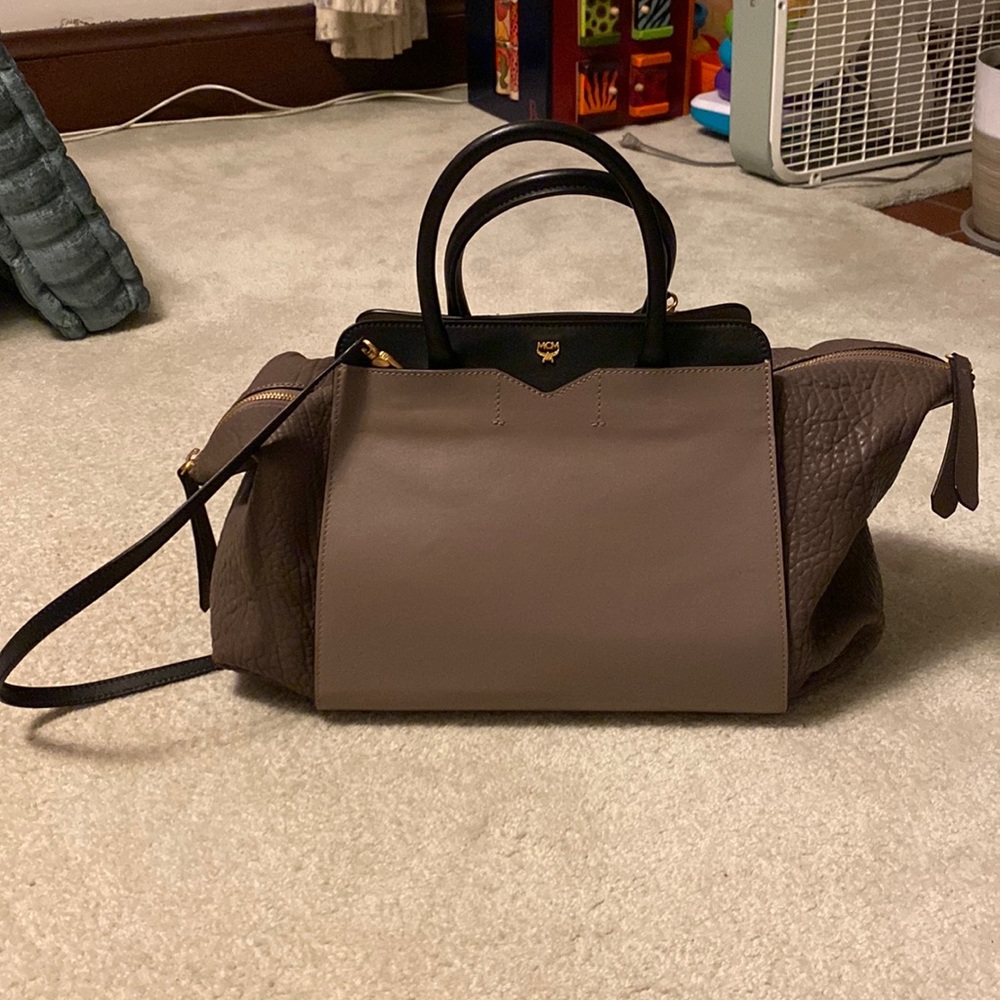 MCM leather satchel with crossbody strap